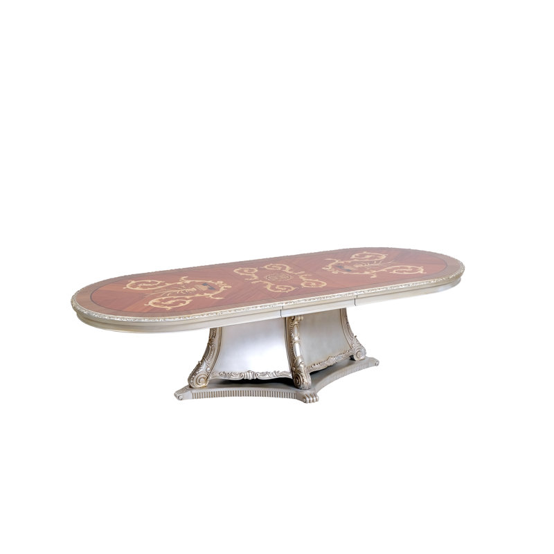 Oval Mahogany Wood Dining Table, Antique Silver, 31" H x 116" L  x 50" D