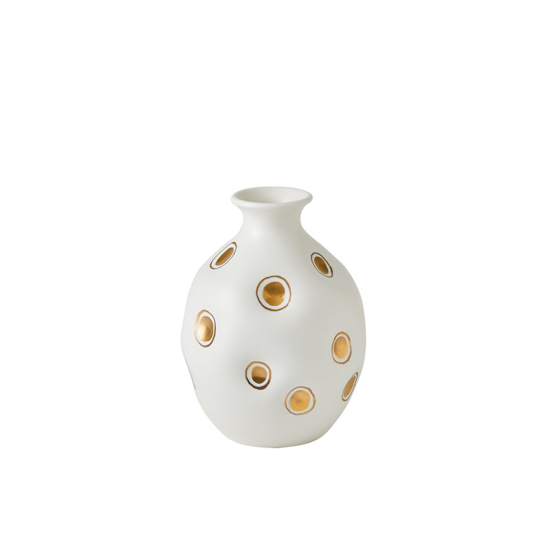 Vase de table Dimples, Blanc / Doré