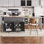 Îlot de cuisine polyvalent avec table extensible et nombreuses options de rangement-705871497