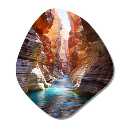 Gullens Canyon Antelope Turquoise Drips - Canyon Nebula Shape Asymmetric Metal Wall Art