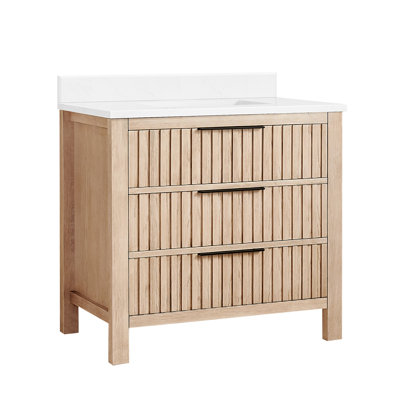 Charnley 36" Single Bath Vanity with White Grain Composite Stone Top