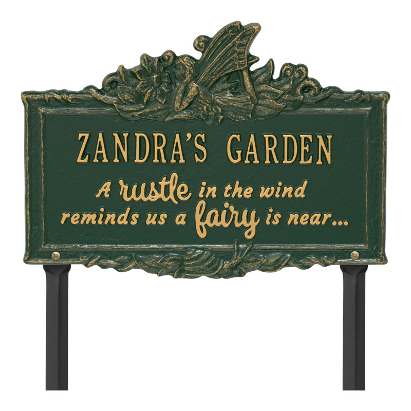 My Fairy Garden Personalized Lawn Plaque, Green/Gold, Yes