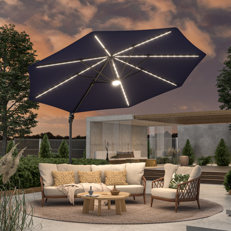 lighted patio umbrella with base Tan 10 Ft Outdoor Solar Powered Led Sun Shade Market Waterproof 8 Ribs Umbrella Crank And Cross For Garden Deck and a wide array of colors to choose from WESTLAKE 9 Ft Solar LED