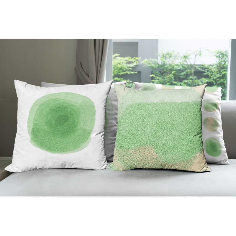 Everts Indoor / Outdoor Abstract Square Cushion Cover, 60cm H x 60cm W x 0.01cm D, Pistachio Green/Ecru
