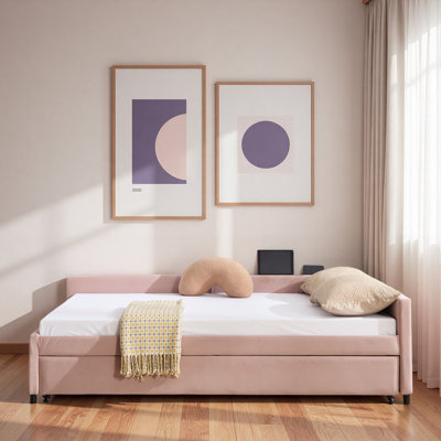 Upholstered Daybed With Trundle And Usb