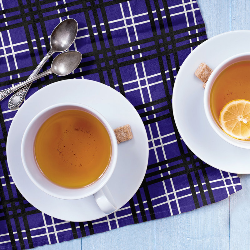 Plaid Tea Towel Kitchen Towel, Cotton Blend, Purple/Black/White