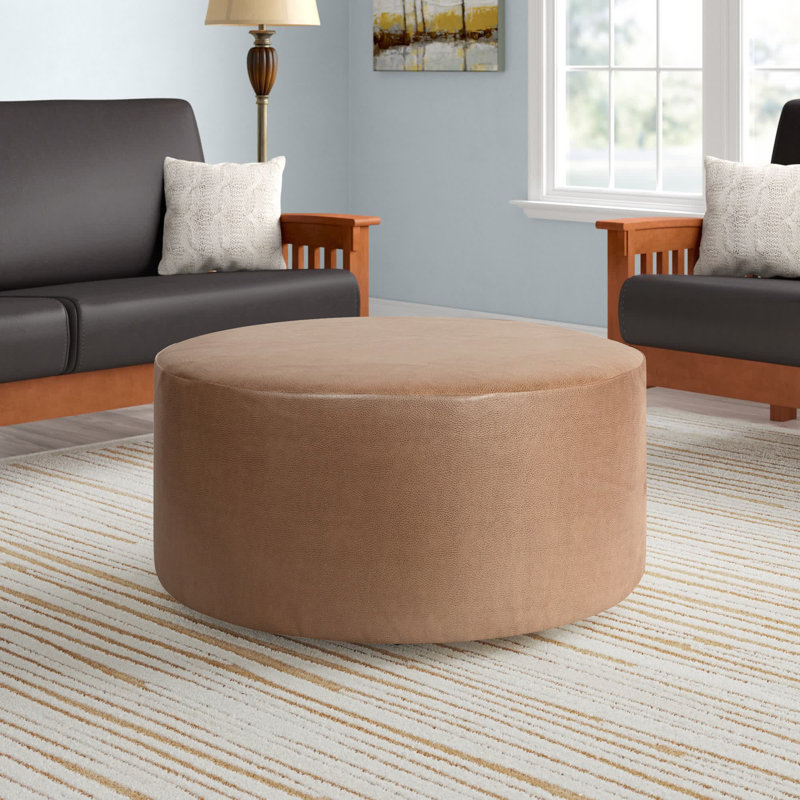 Repose-pieds rond en similicuir de 36 po Florio, Bronze