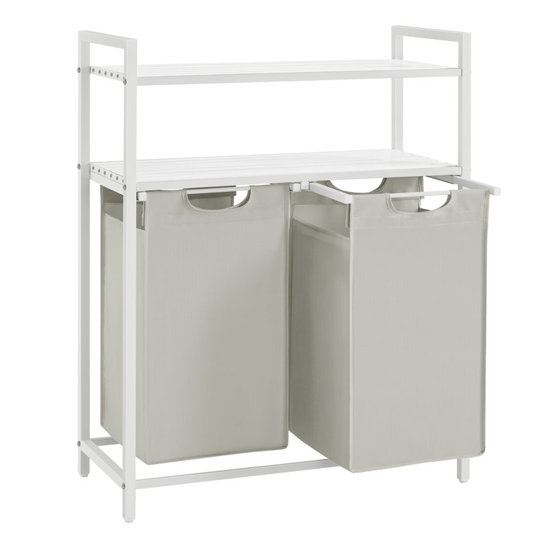 Bamboo Laundry Sorter with Handles, White