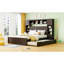 Grand lit en bois avec armoire tout-en-un, tablette et prises, gigogne simple TG, espresso-1079086088
