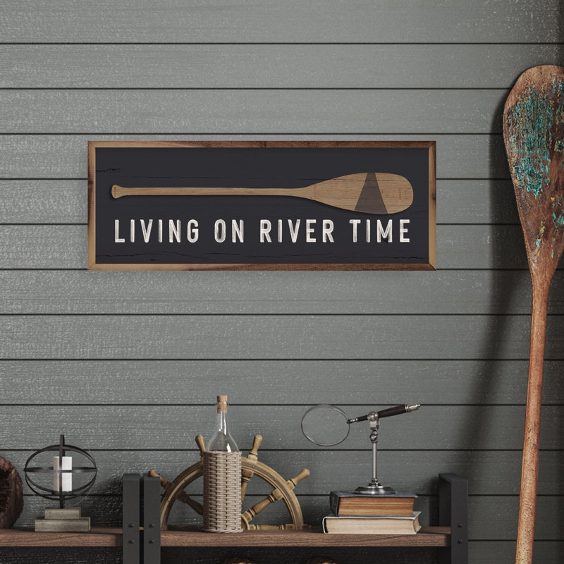 Living On River Time Oar - gris, L 48 po x H 16 po