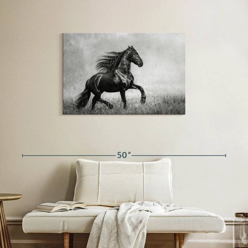 Black Friesian, 24" H x 36" W