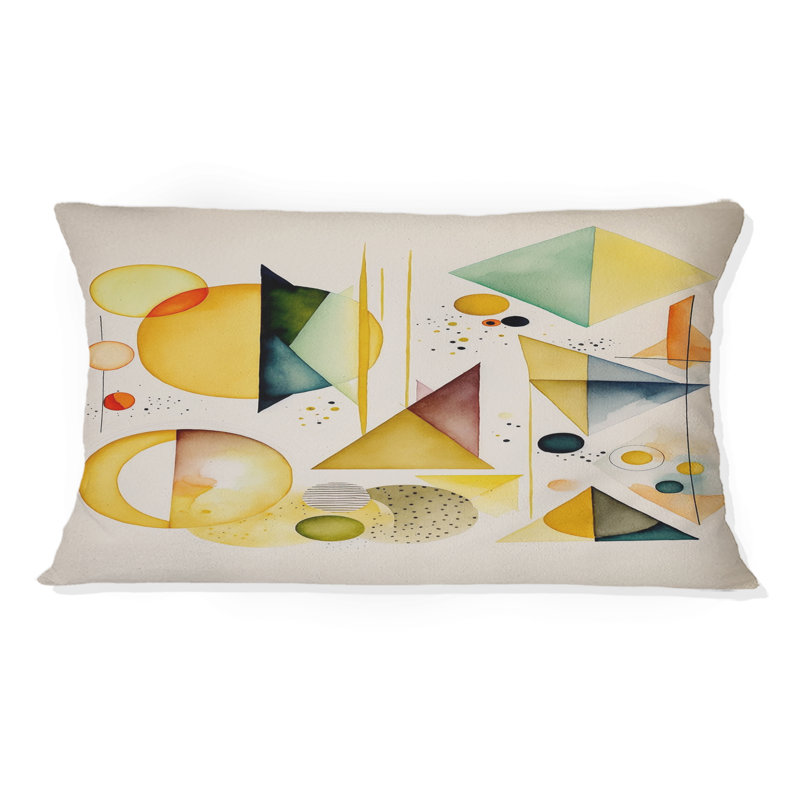 Yellow Multi Shape Abstract I - Abstract Geometric Printed Throw Pillow