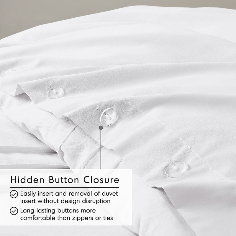 Harris Soft Washed Pinch Pleated Duvet Cover Set, Twin/Twin XL Duvet Cover + 1 Standard Sham, White