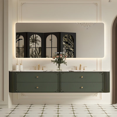 Double-basin retro-style bathroom cabinet