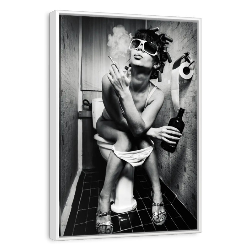 Femme dans la toilette, Floating Frame White, 29" x 43"