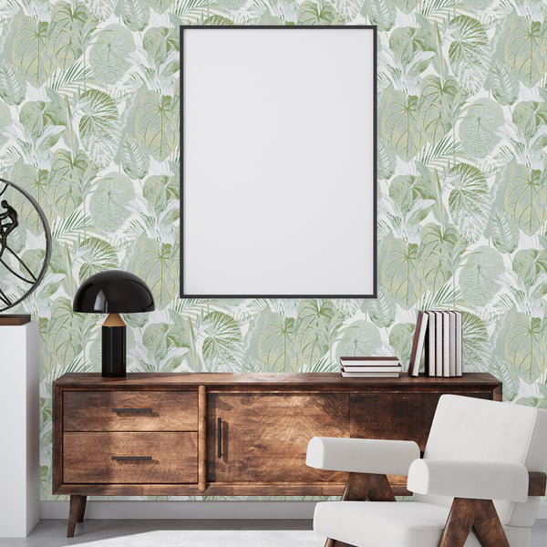 Flourish 10m x 53cm Glitter Wallpaper Roll, Green