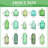 Green 15-Piece Glass Bud Vases Set