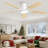 Cissline 52" 5 - Blade Flush Mount White Ceiling Fan With Led Lights, Controled With Remote Control Or App-1399904793-1399904792