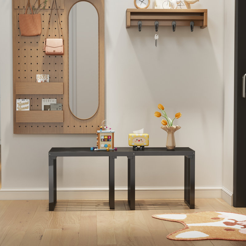 Banc de salle à manger extensible en bambou, H 17,7 po x l 47,24 po x P 13,78 po, Noir
