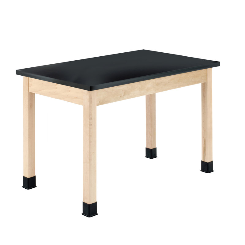 Série de tables à tablier PerpetuLab, H 30 po x L 48 po x l 30 po, Stratifié haute pression noir / érable