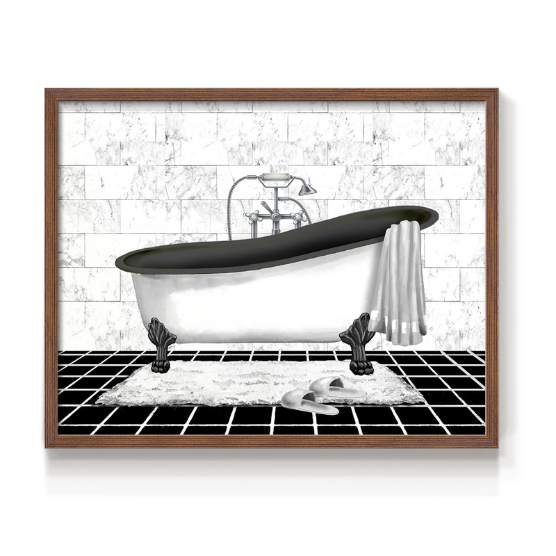 Modern Bath II -Framed Print - Restickable, H 22 po x l 28 po, Noyer