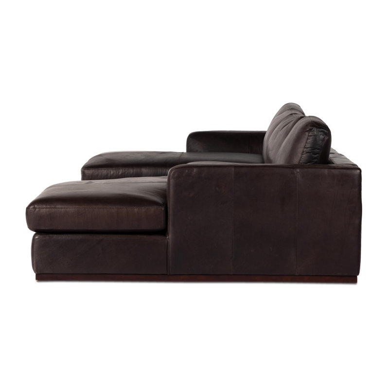 Colt Modular Chaise Sectional, Heirloom Cigar/Genuine Leather