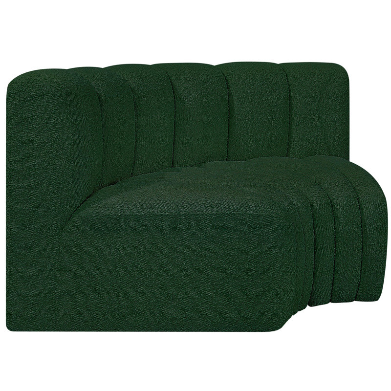 Ivanildo Upholstered Curved Sectional Reversible, Green Boucle Fabric