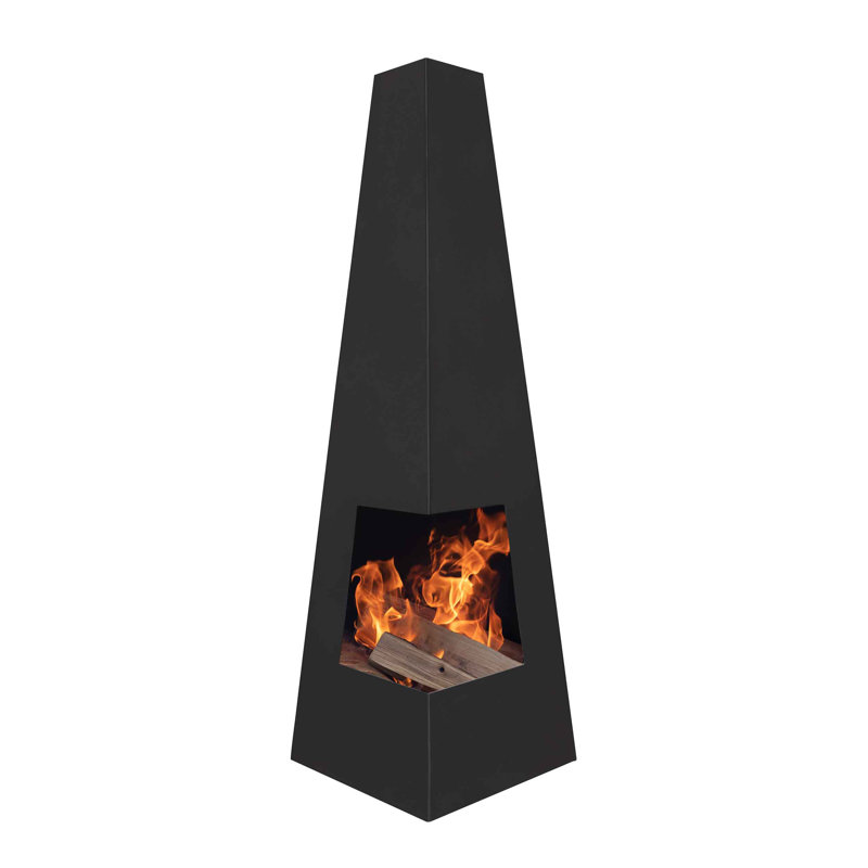 Gebke Square Steel Wood Burning Smokeless Chimnea, Black