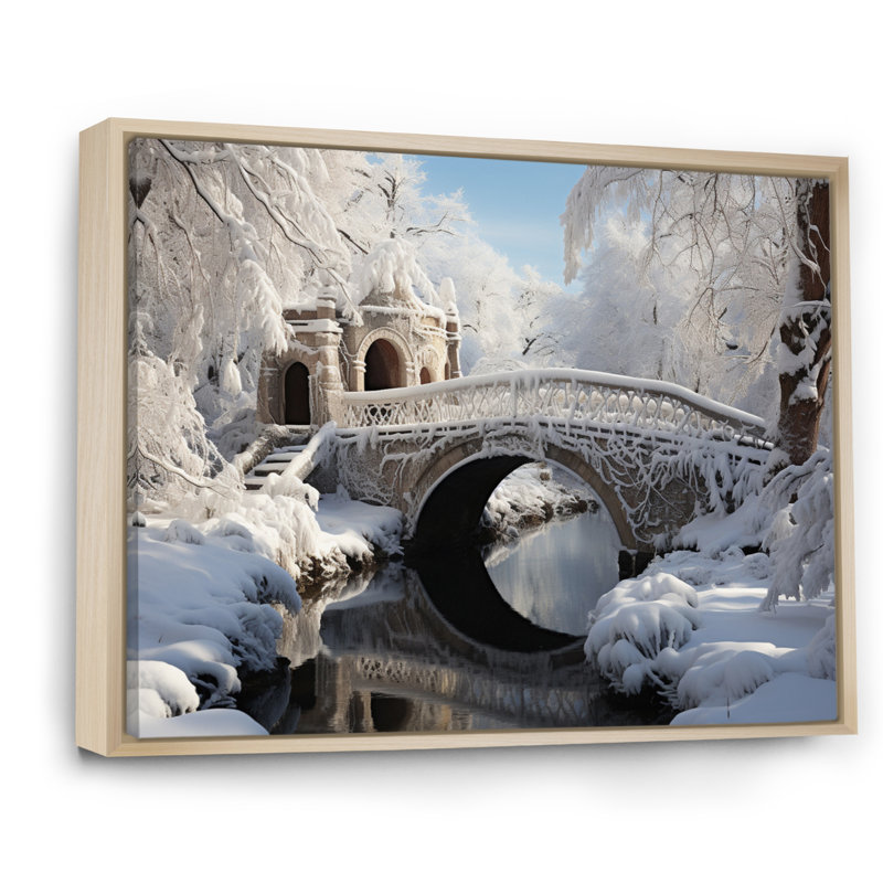 Snowy Bridges, reproduction d'art sur toile, H 16 po x l 32 po x P 1 po, Cadre naturel flottant