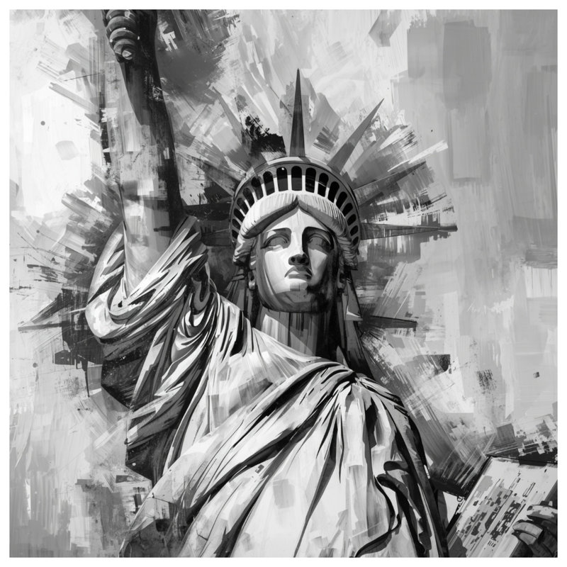 Statue de la liberté, couverture, illustrations, L 50 po x H 60 po