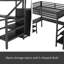 Lit mezzanine double avec bureau en L et port USB pour enfants, adolescents, adultes-1538158776
