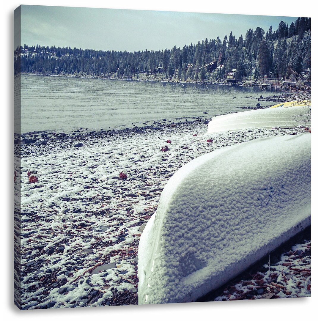 Leinwandbild Boote im Winter