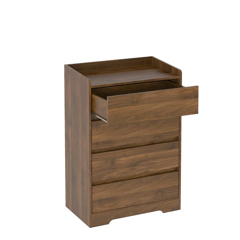 Commode 4 tiroirs, commode sans poignée, commode pour chambre 100% imperméable, armoire en bois moderne avec cadre robuste pour le salon, l'entrée, la chambre à coucher, le couloir, le bureau