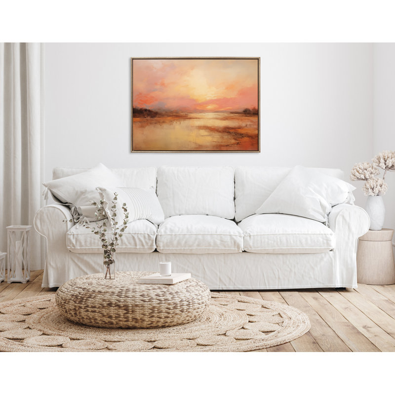 Peach Landscape by The Creative Bunch Studio Framed Canvas Wall Art Print