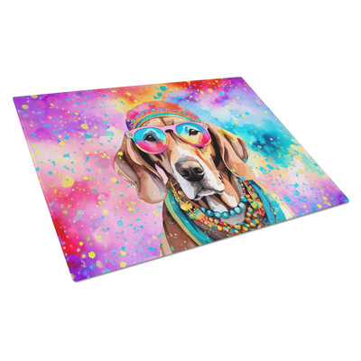 Weimaraner Hippie Dawg Glass Cutting Board Large