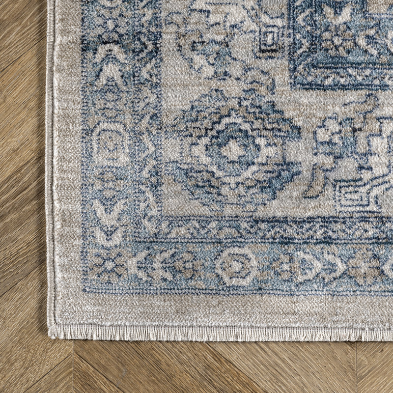 Tapis oriental bleu / gris, Rectangle 4 pi x 6 pi 3 po