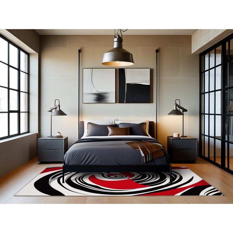 Fiery Whirl Rug, Square 3'