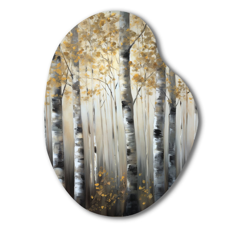 Bouleau, forêt, merveille de V, art mural en forme de poire en métal, H 30 po x l 22 po