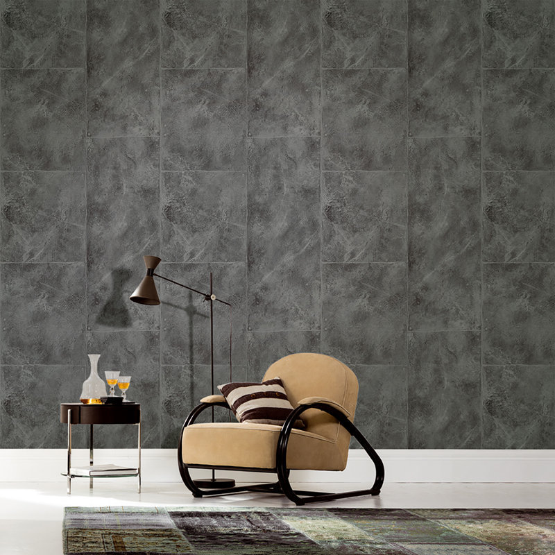Eastville 10.05m x 53cm Textured Matte Wallpaper Roll, Dark Grey
