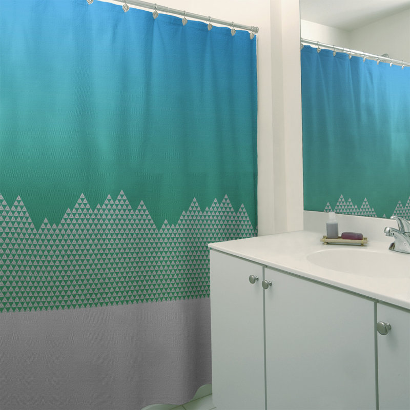 Rideau de douche simple Mountain, Bleu / Vert