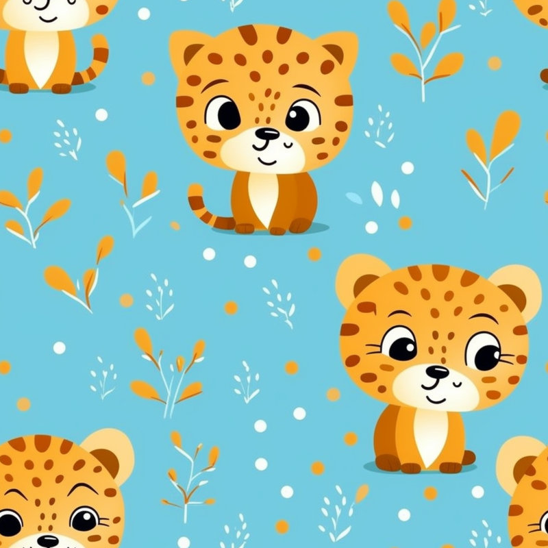 Cheetah Window Curtains Animals Drapes Blue/Orange, L 20 po x L 82 po