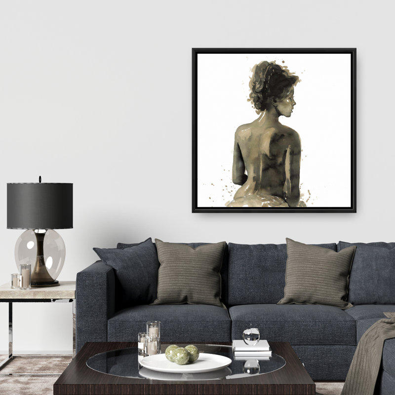 Woman's Back in Sepia | Brown Framed Canvas Home Decor