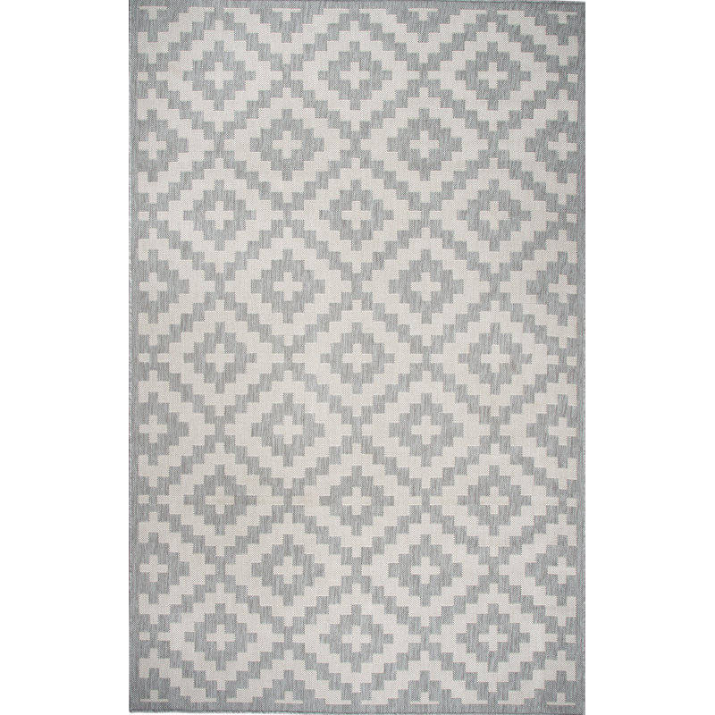 Tapis gris à motif géométrique Bergenia, Rectangle de 8 pi x 10 pi