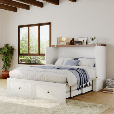Armoire-lit escamotable pleine grandeur Farmhouse avec grand tiroir de rangement