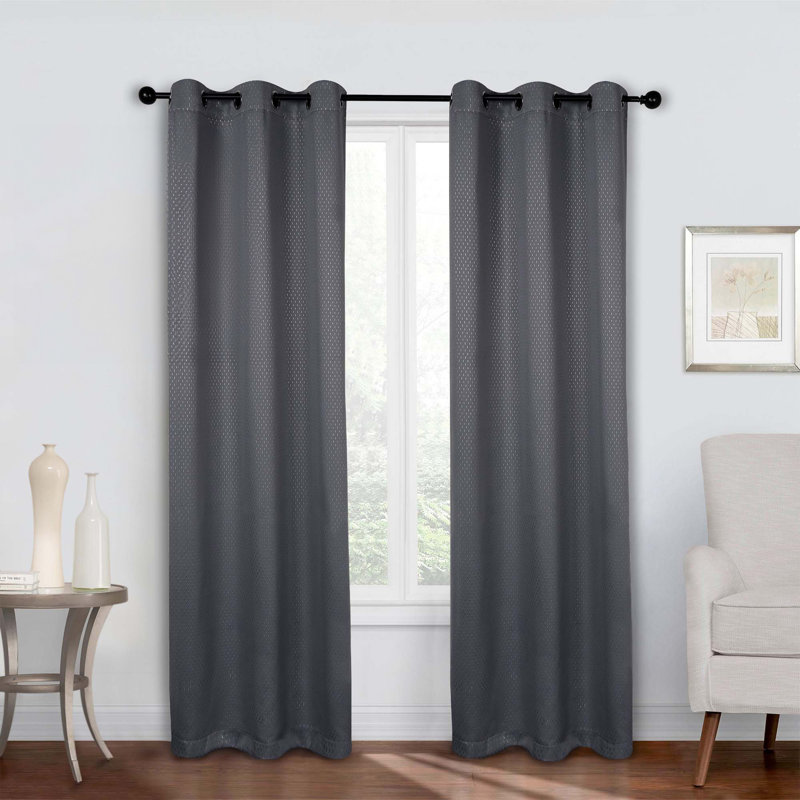 Wiechmann Geometric Shimmer Abstract Room Darkening Curtain Panel Set, Gray, 42" W x 96" L
