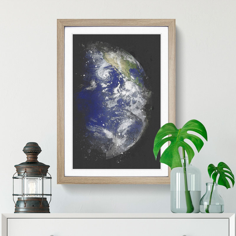 Eastern Pacific Ocean of Earth - Picture Frame Painting Print, 63cm H x 45cm W x 2cm D, Oak Framed