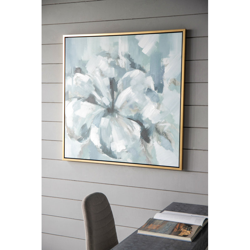 Grande fleur moderne, peinture à l'huile, cadre carré
