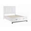 Grand lit plateforme en bois avec tiroirs de rangement - Finition blanche, aucun sommier requis, support solide
