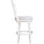 Tabouret de bar en bois blanc à haut dossier de 31 po avec siège pivotant et rond, retour à 180 degrés, pieds tournés, rembourré, repose-pieds pour restaurant en blanc, siège confortable automatique sur bois robuste,