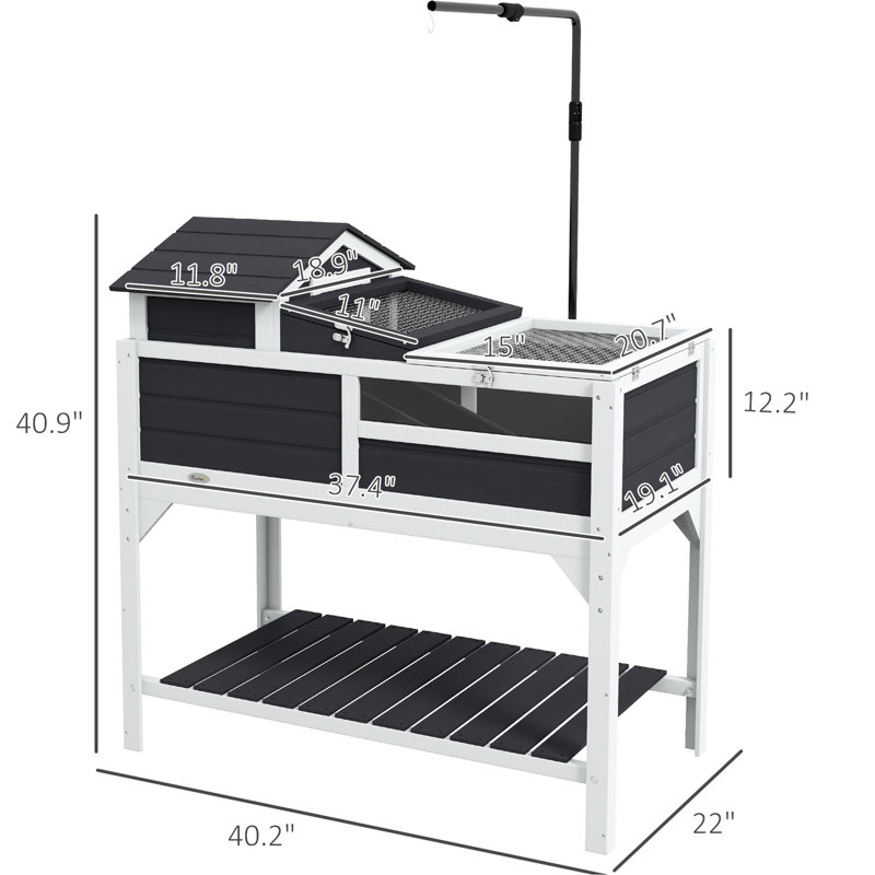 Habitation de tortue 2 couches avec étagère de rangement principale spacieuse et porte-lampe gris hygiénique
